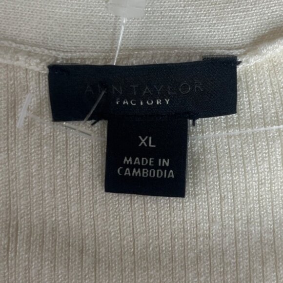 Ann Taylor Factory Ribbed Pullover Sweater Womens XL Cream New WOT - Picture 5 of 6